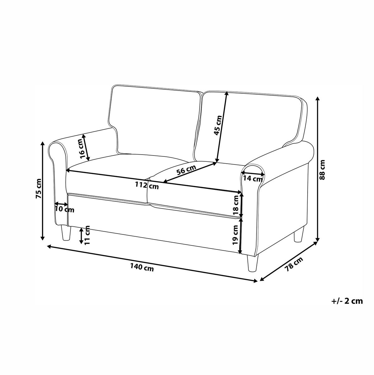 2-SITZER-SOFA Stoff helles Beige Ronneby - Hellbraun/Beige, Textil (140/88/78cm) - Beliani