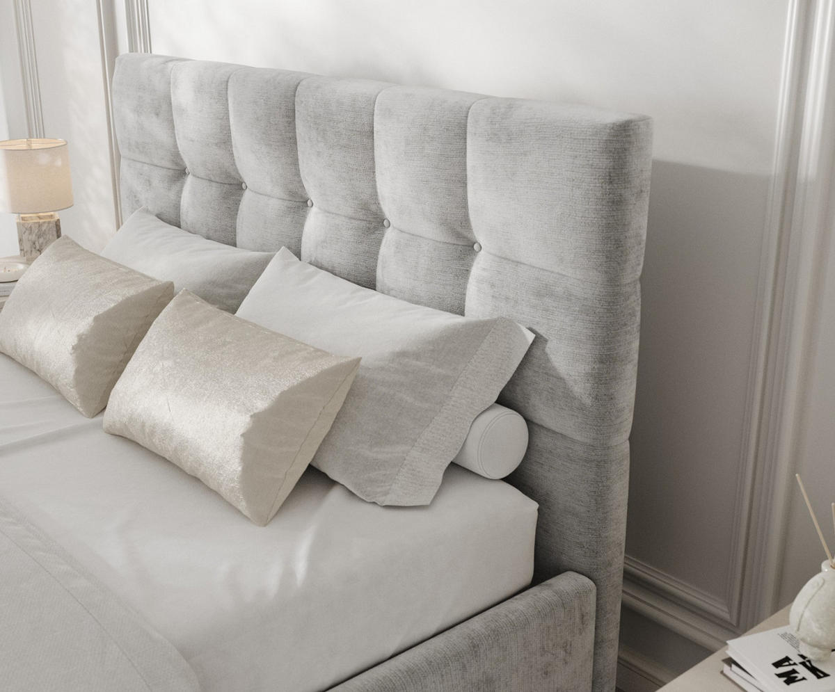 POLSTERBETT Cora 160/200 cm Hellgrau im Lotta Stoff - Hellgrau/Naturfarben, Holz/Holzwerkstoff (160/200cm) - AltaBeds