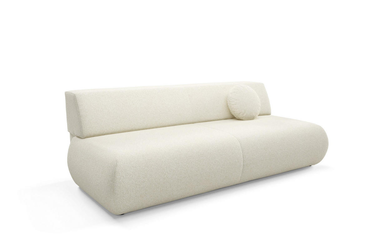 BETTSOFA DELTA Ecru Geflochtener Stoff mit Schlaffunktion - Ecru, Holz (214/74/100cm) - MASSENO