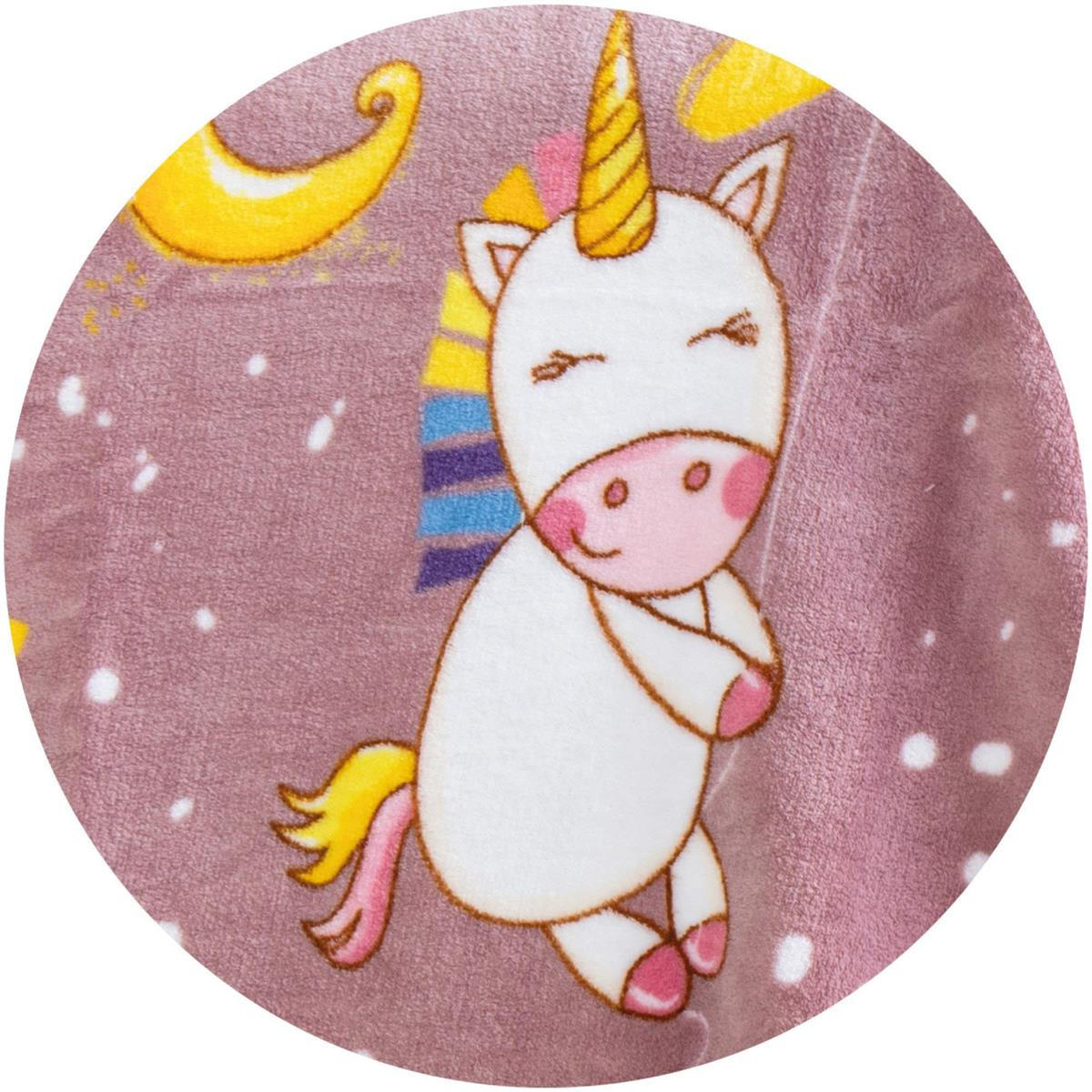 BABY FLEECEDECKE 75x100cm - Einhorn - Dunkelrosa, Textil (75/100cm)