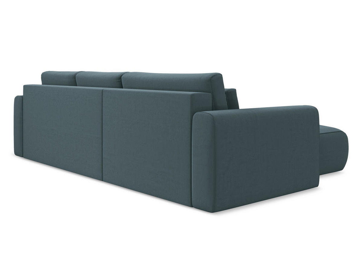 ECKSOFA mit Schlaffunktion Samt Stoff Blau - Blau/Petrol, Kunststoff/Textil (149/278cm) - Makamii