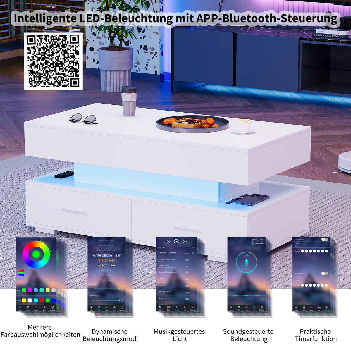 COUCHTISCH Weiß 100/50/44 cm - Weiß, Holzwerkstoff (100/50/44cm) - Urban Meuble