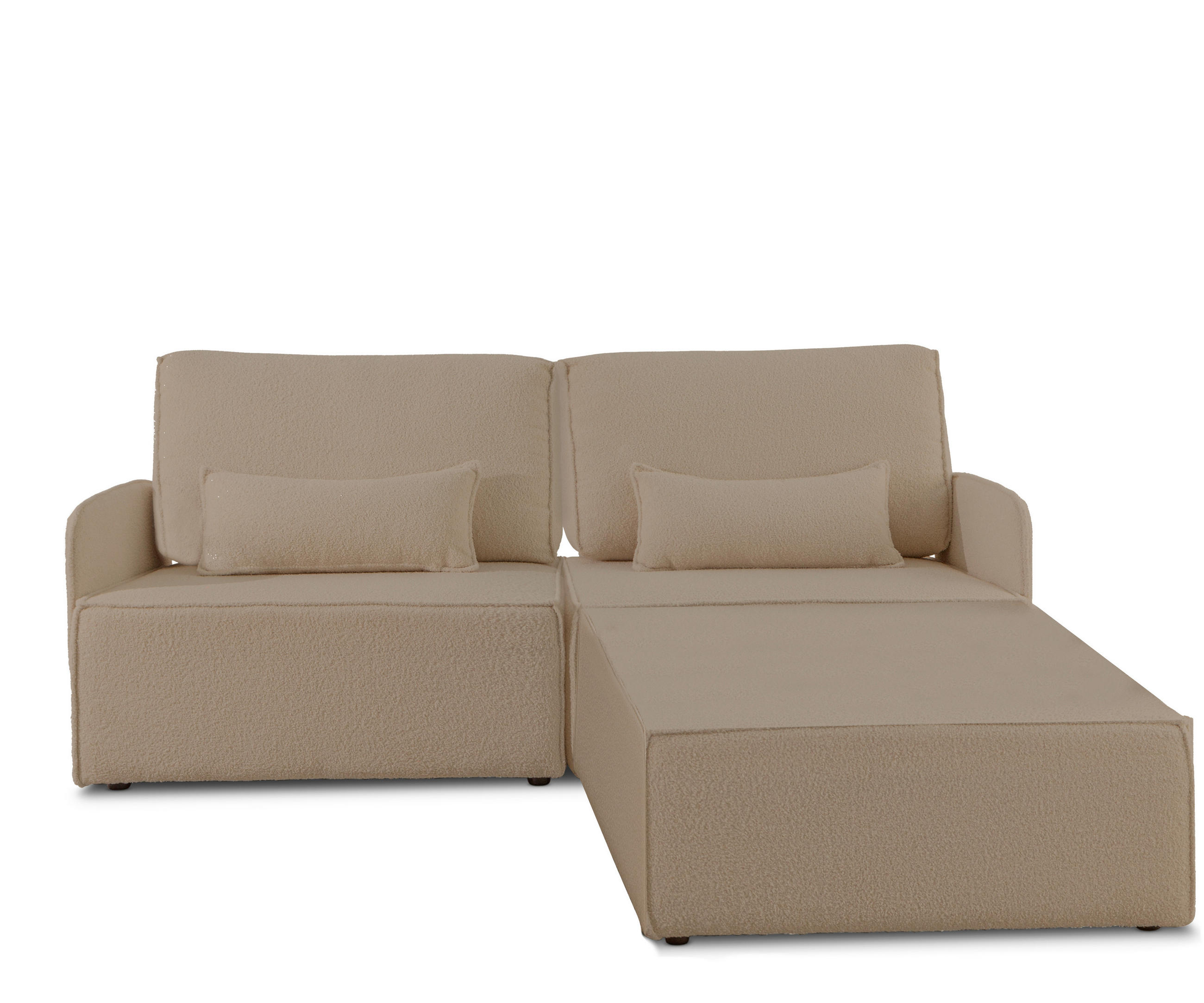 2-SITZER-SOFA Chaiselongue bezogen Bouclé und Kiefernholz Stein LEA - Braun, Textil (188/87/90cm) - RNT By Really Nice Things