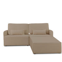 2-SITZER-SOFA Chaiselongue bezogen Bouclé und Kiefernholz Stein LEA - Braun, Textil (188/87/90cm) - RNT By Really Nice Things
