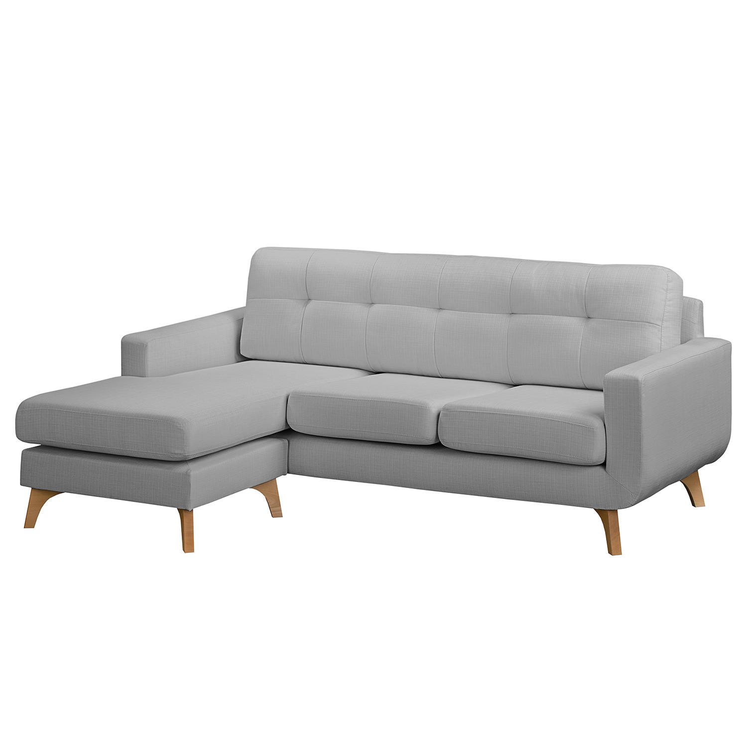 ECKSOFA mit Longchair - Strukturstoff - Grau, Textil (208/150cm) - home24