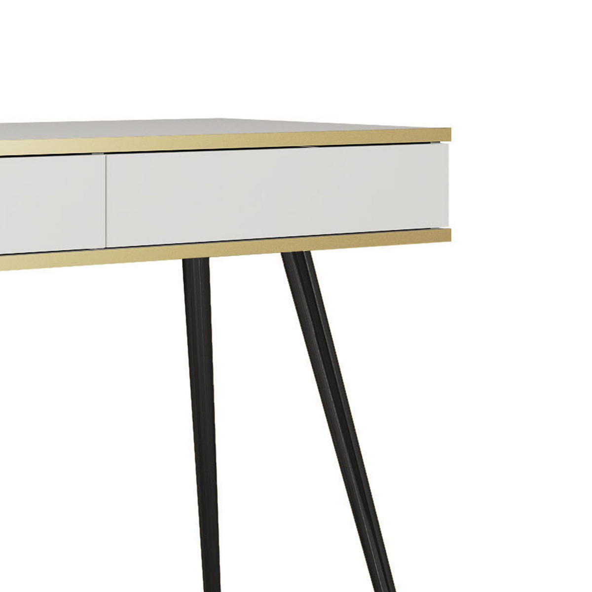 SCHMINKTISCH Weiß - T-102, Hochglanz, Schubladen Push-to-Open 102x50x80 cm Weiß/Schwarz - Schwarz/Weiß, Holzwerkstoff/Kunststoff (50/102/80cm) - DomoHome