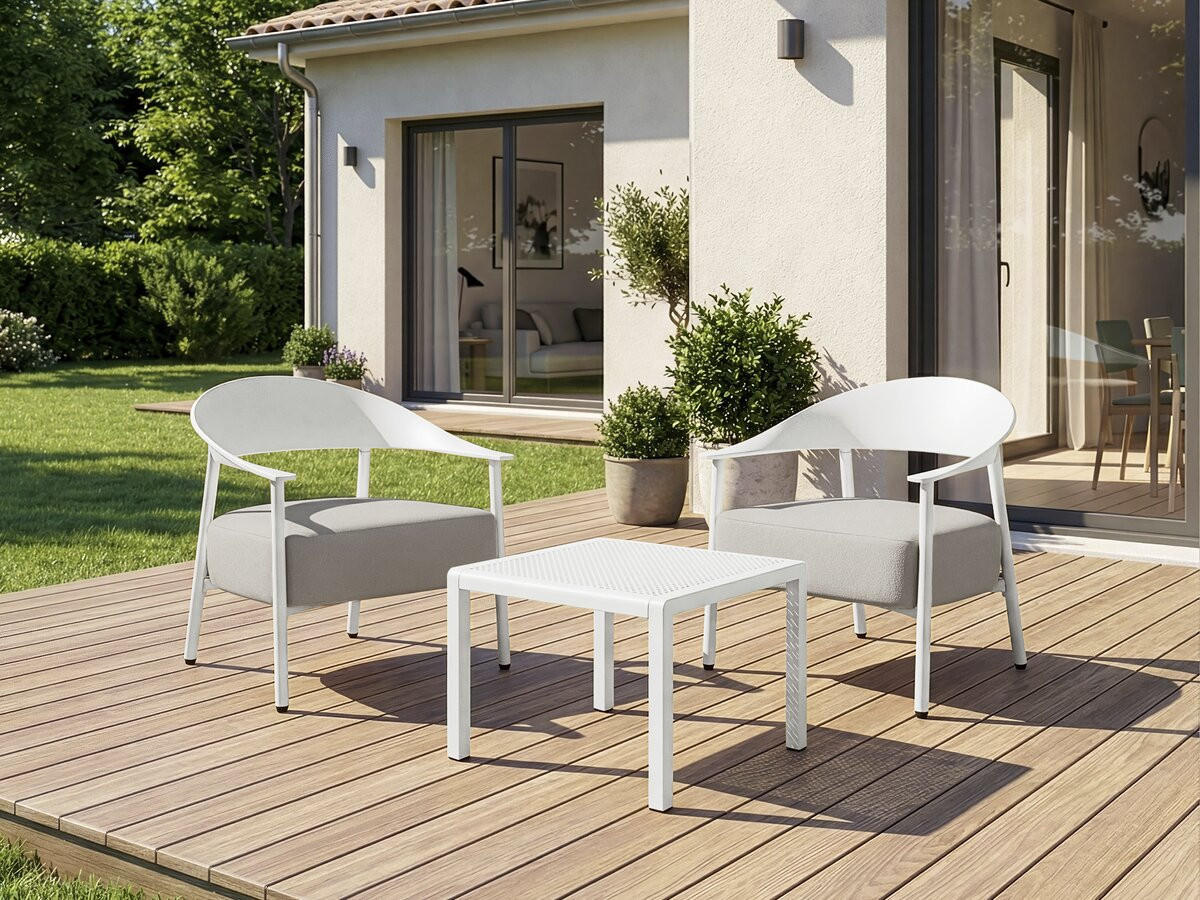 LOUNGEGARNITUR Céora 2-Sitzer Weiß - Weiß, Metall - Habitat Garten