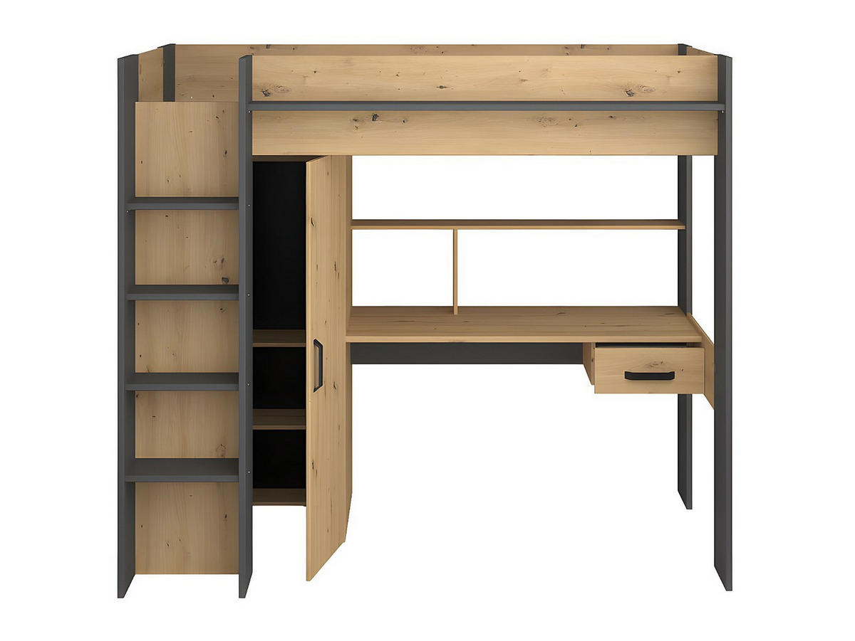 HOCHBETT - 1 Person - Holz, Platte - Anthrazitgrau, Naturfarben Hell - - Anthrazit/Naturfarben, Holz (90/200cm) - Vente-Unique