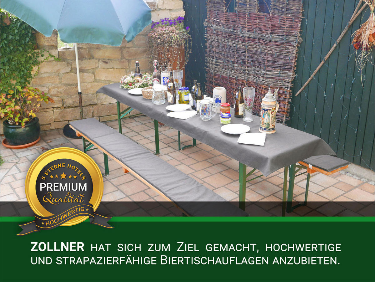 BIERBANKAUFLAGEN, 3er-Set, 70x240 + 25x220 cm , 100% Polyester, Grau - Grau, Textil (70/1/240cm) - Zollner