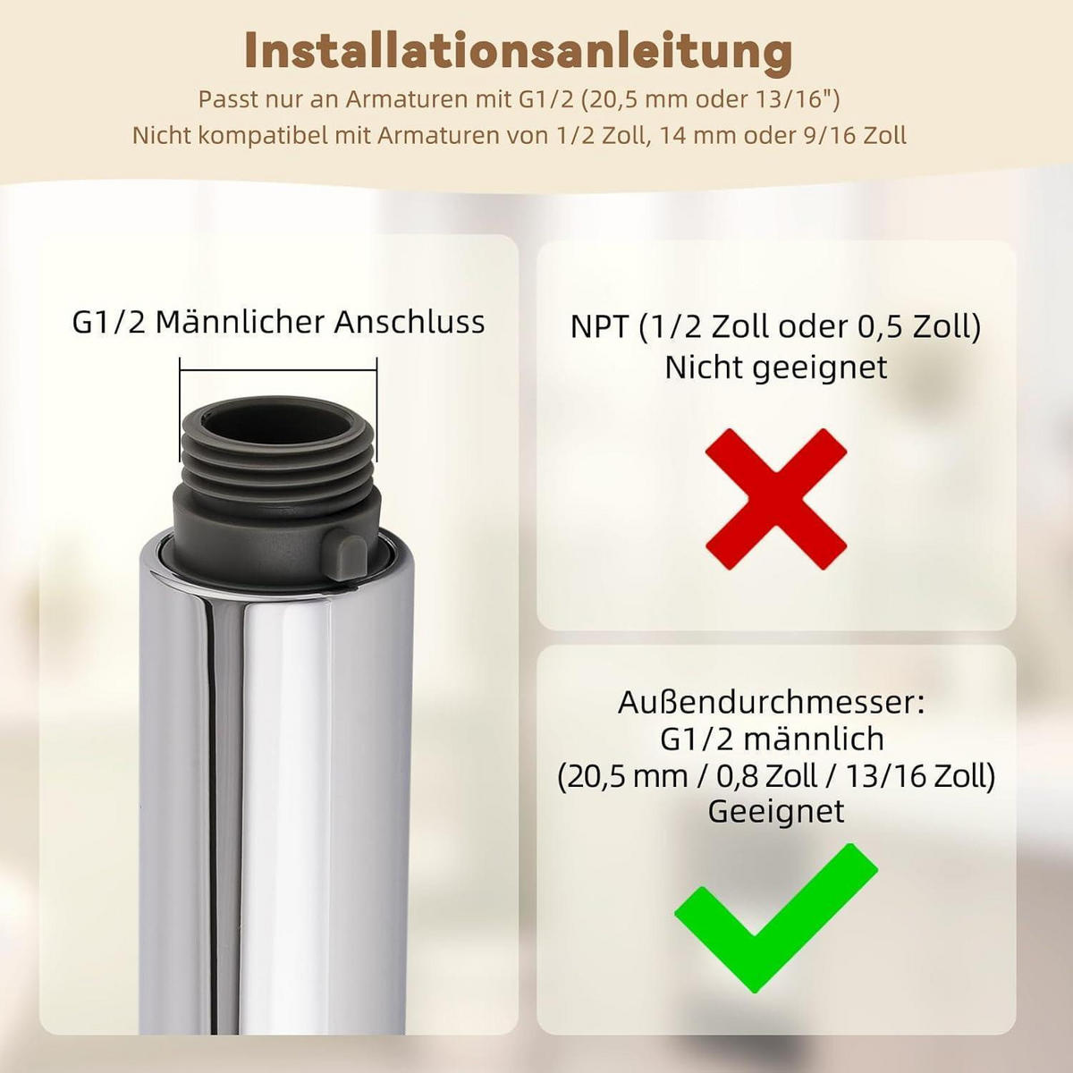 KÜCHENARMATUR Brausekopf Chrom 2 Strahlarten - Silberfarben, Metall (2/2/2cm)