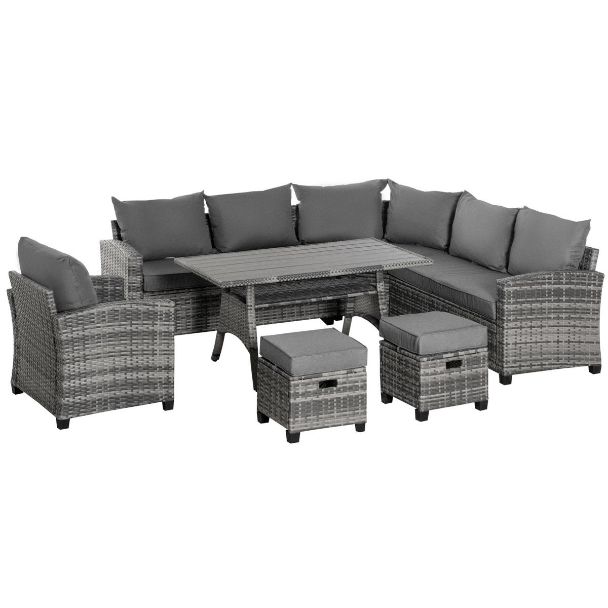 GARTENMÖBEL Set, Verzinkter Stahl, Grau - Grau, Metall - Outsunny