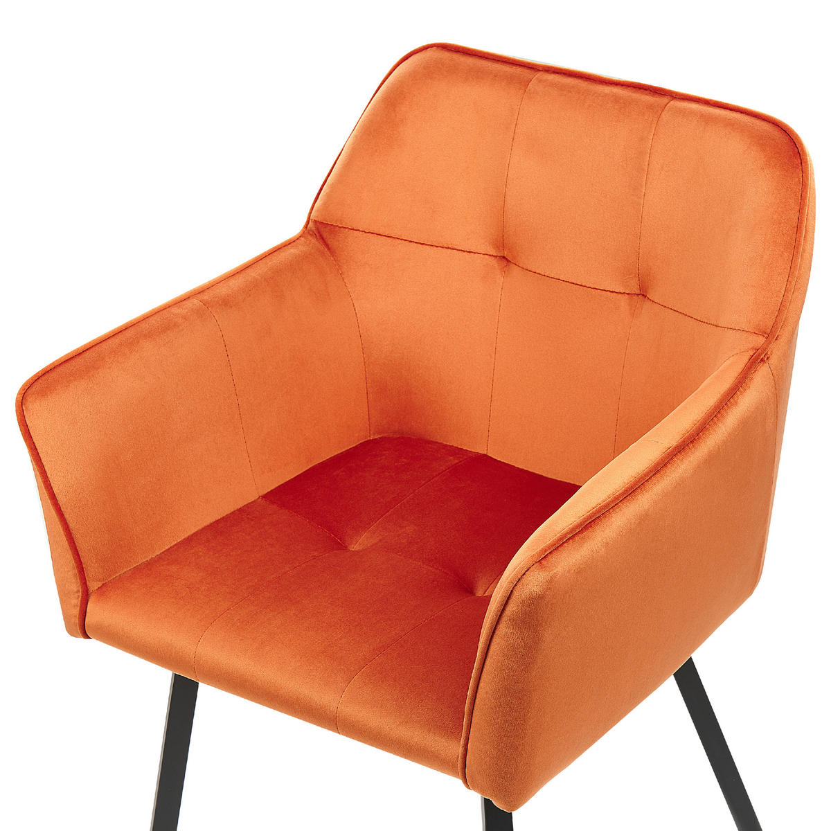 ESSZIMMERSTUHL 2er-Set Samtstoff Orange Jasmin - Orange, Textil/Metall (60/84/49cm) - Beliani