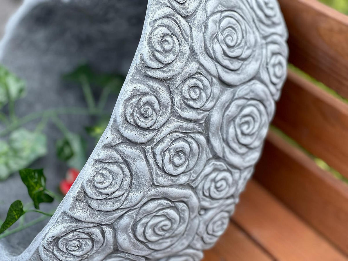 STEINFIGUR Rosenherz XL frostfest Steinguss - Grau, Stein (28/14/29cm) - stoneandstyle