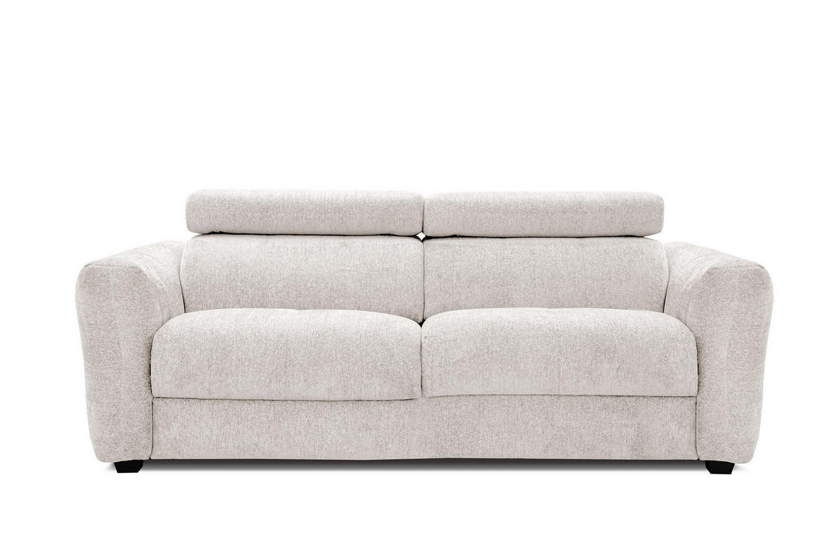 SOFA CALVERA 3-Sitzer, weiß - Schwarz/Weiß, Holzwerkstoff/Textil (204/79/106cm) - Courtois Laville