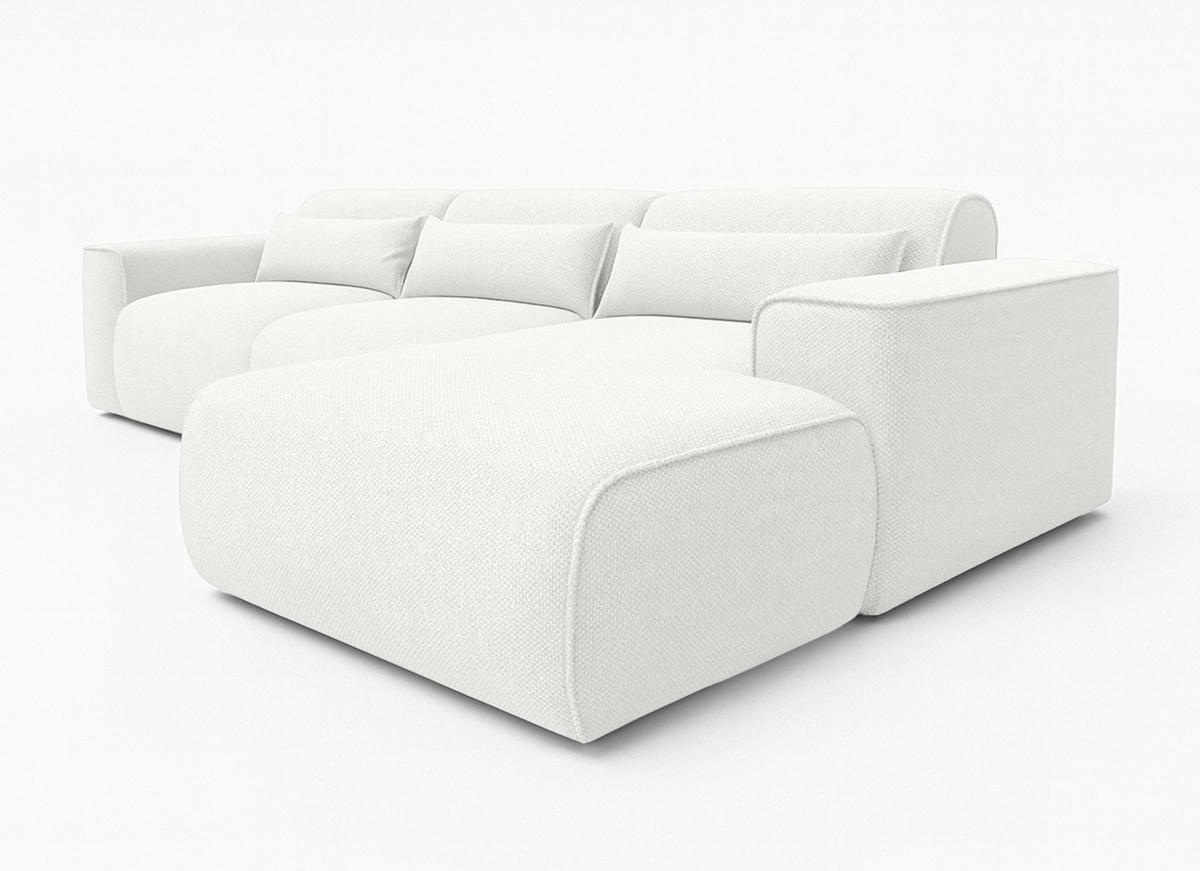 ECKSOFA L Form Ruyam Perlweiß 310/165/78 cm – Schlaffunktion Rechts - Schwarz/Weiß, Kunststoff/Textil (310/170cm) - AX Living