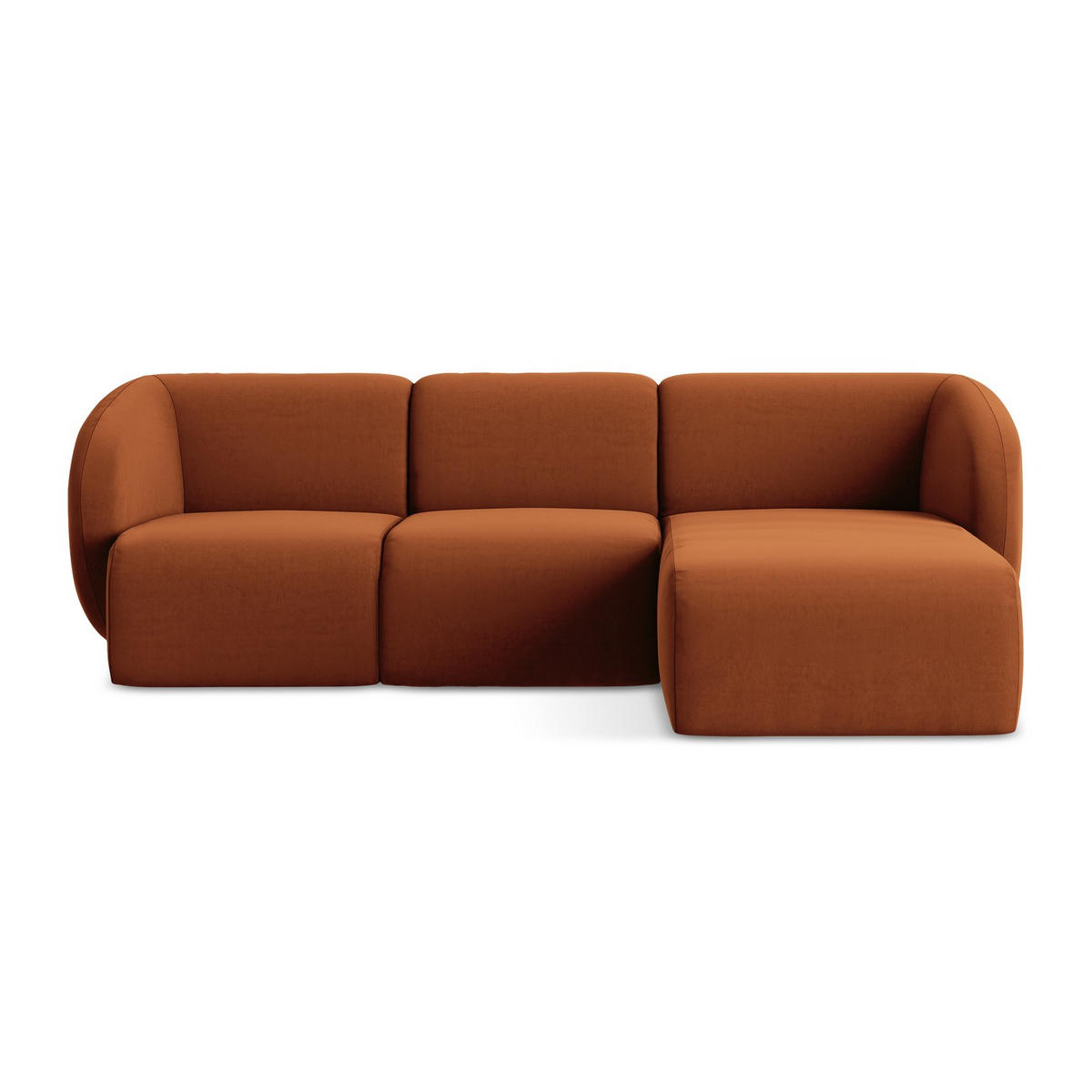 ECKSOFA Rechts Samt Stoff Orange - Terracotta/Schwarz, Holzwerkstoff/Kunststoff (248/166cm) - LaMiaSofa