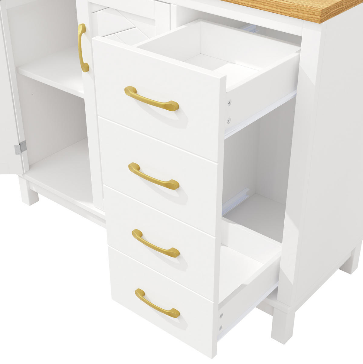 BUFFETSCHRANK mit LED 105,5x40x180 cm MDF Weiß - Weiß, Holzwerkstoff (40/180/105.5cm) - Meubliv