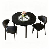 TISCHGRUPPE 3-tlg Tisch 100cm Schwarz Holzoptik mit 2 PU-Sesseln - Schwarz, Metall (63/22/113.5cm) - Raelunyi