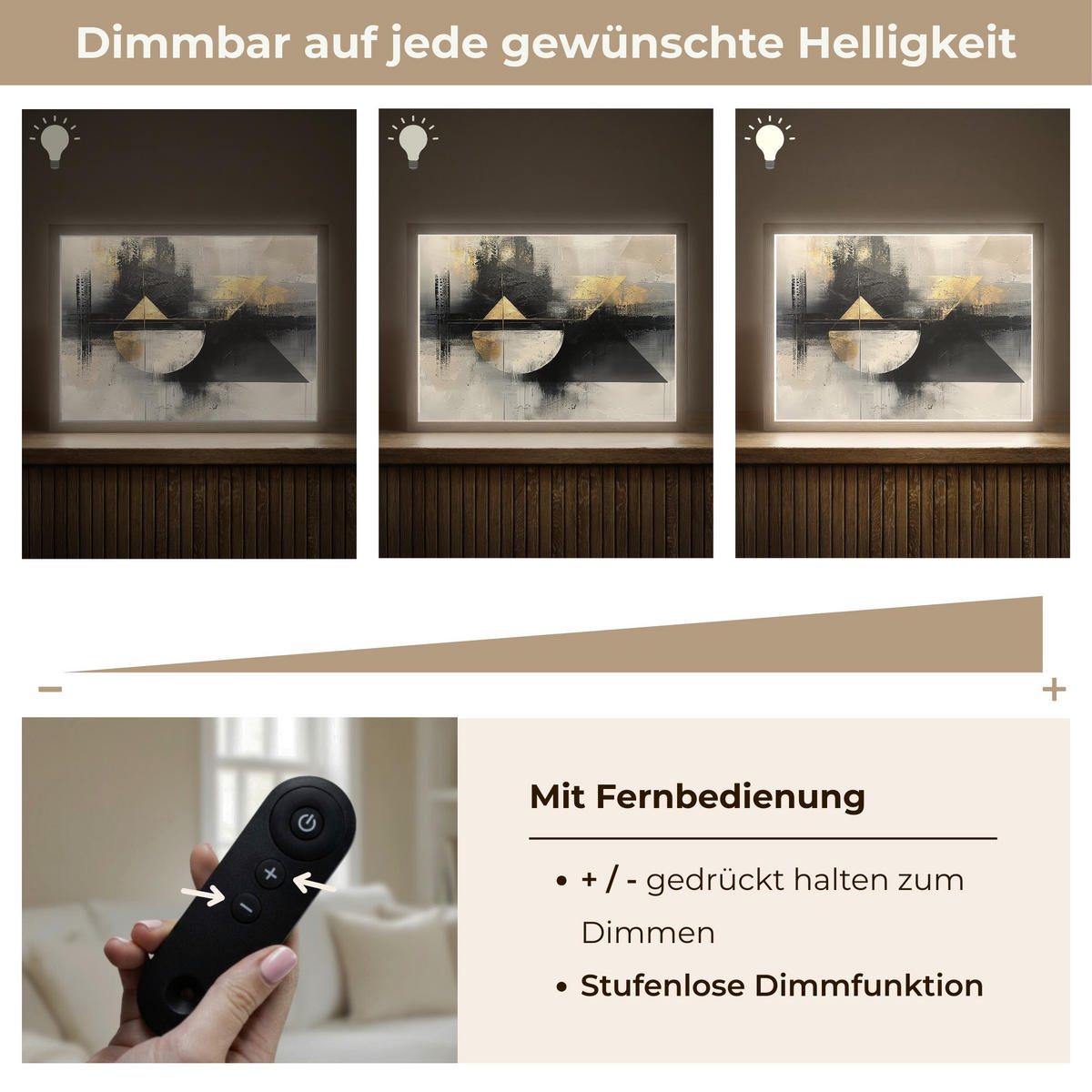 NÁSTĚNNÁ LAMPA S AKUMULÁTOREM Abstraktní - černá - barva - moderní 40x30 cm - šedá, kompozitní dřevo (40/30/8cm) - OnlyWow