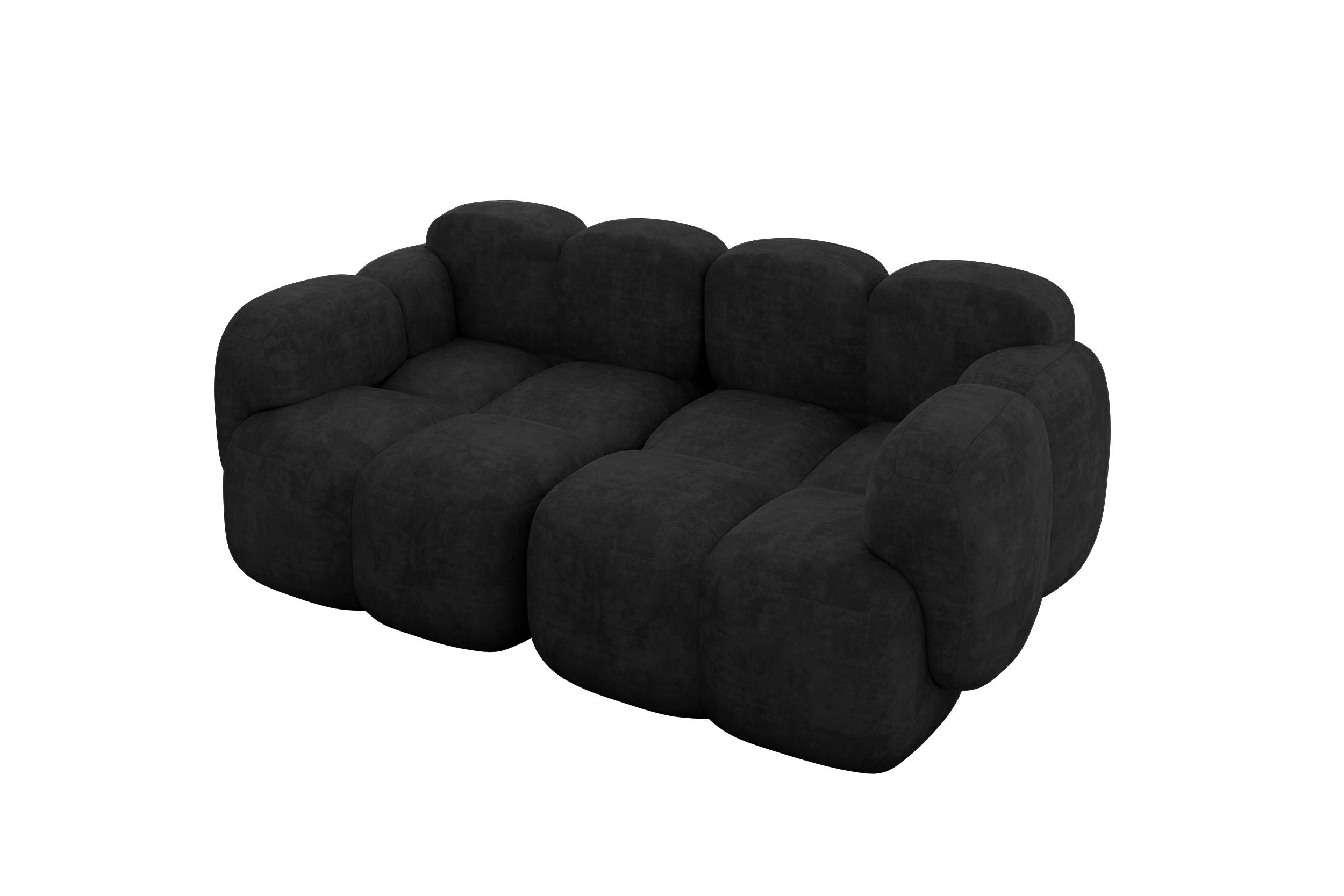 2-SITZER modulares Sofa Miko-S1 214x118x75 cm Schwarz Velours - Schwarz, Holzwerkstoff/Kunststoff (214/75/118cm) - ALTDECOR