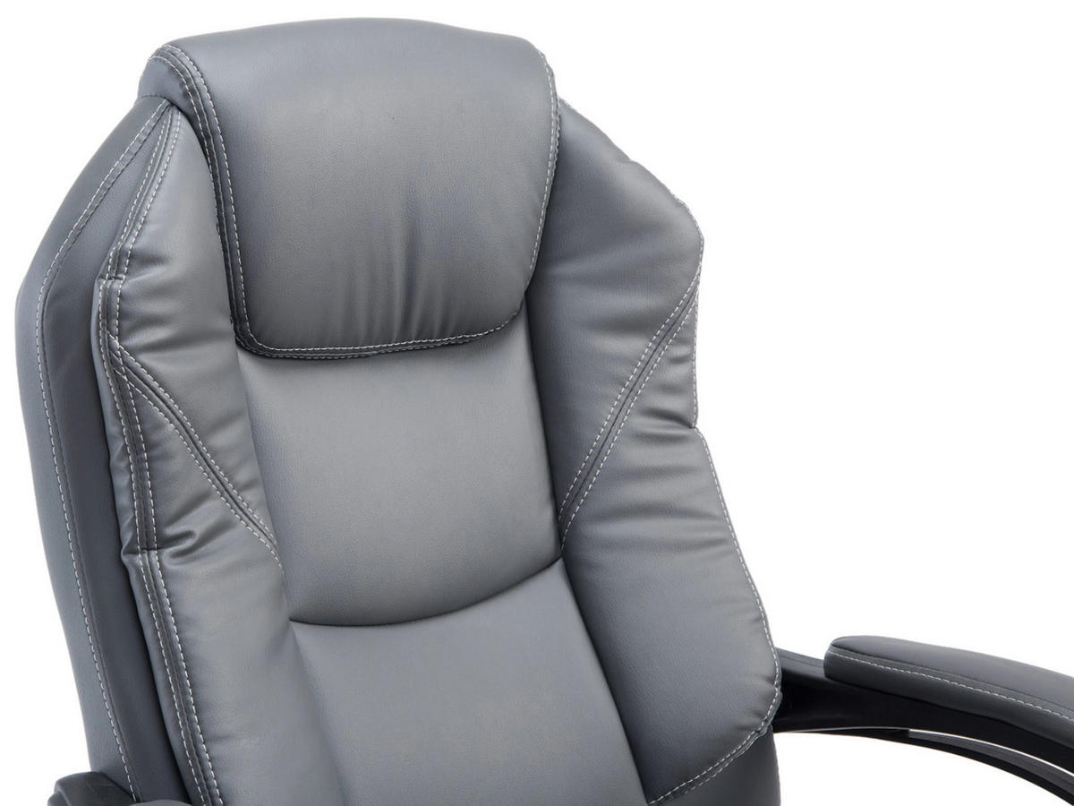 CHEFSESSEL Lederlook Grau - Chromfarben/Grau, Textil/Metall (67/114/64cm) - CLP
