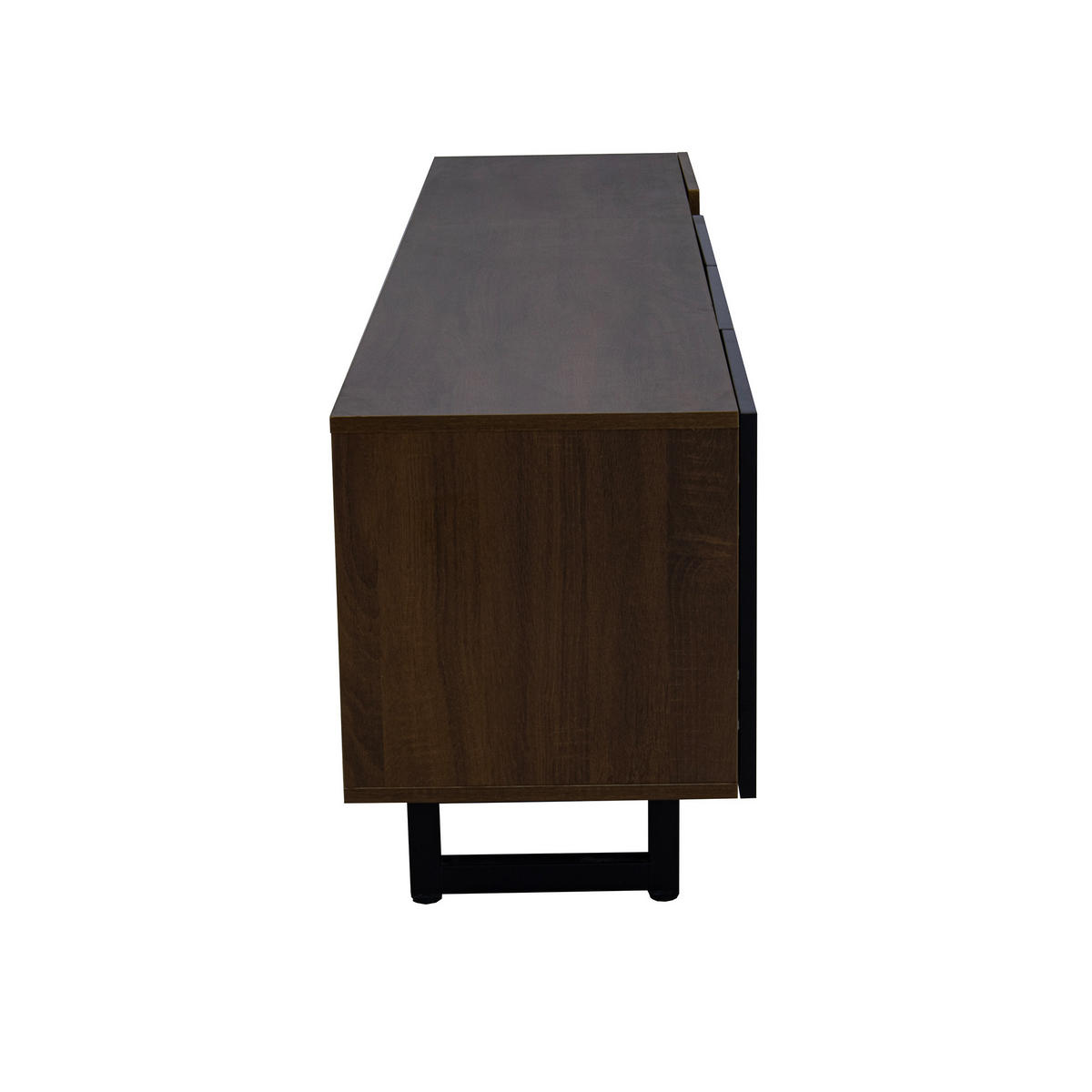 TV-SCHRANK aus MDF 180x38x50 cm Schwarz/Natur mit grifflosen Türen, Hochglanzfront und viel Stauraum - Hellbraun, Holzwerkstoff (180/50/38cm) - Modfu