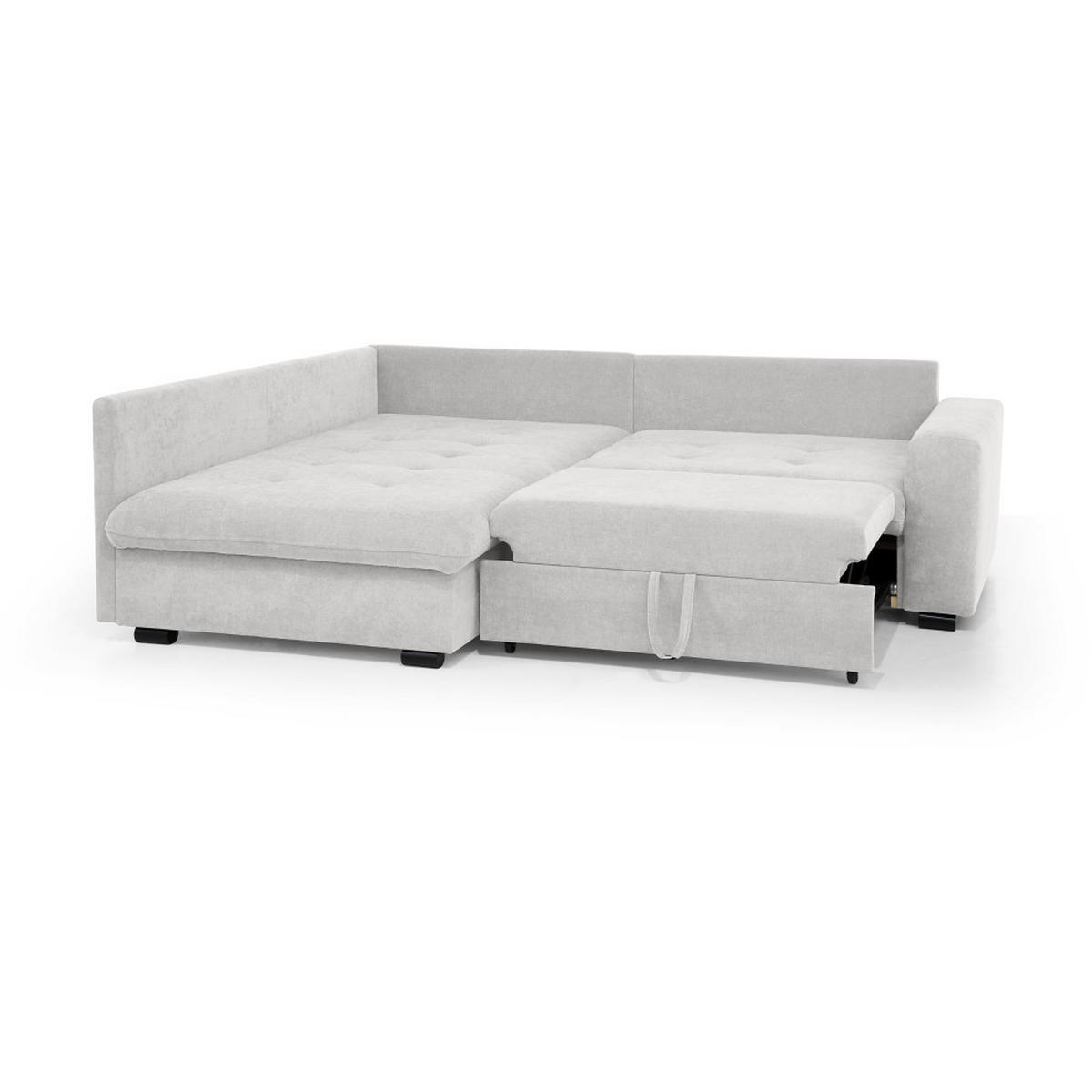 ECKSCHLAFSOFA Ramo mit Bettkasten, Topper gratis, Beige, links - Beige/Schwarz, Textil (229/190cm) - Beautysofa