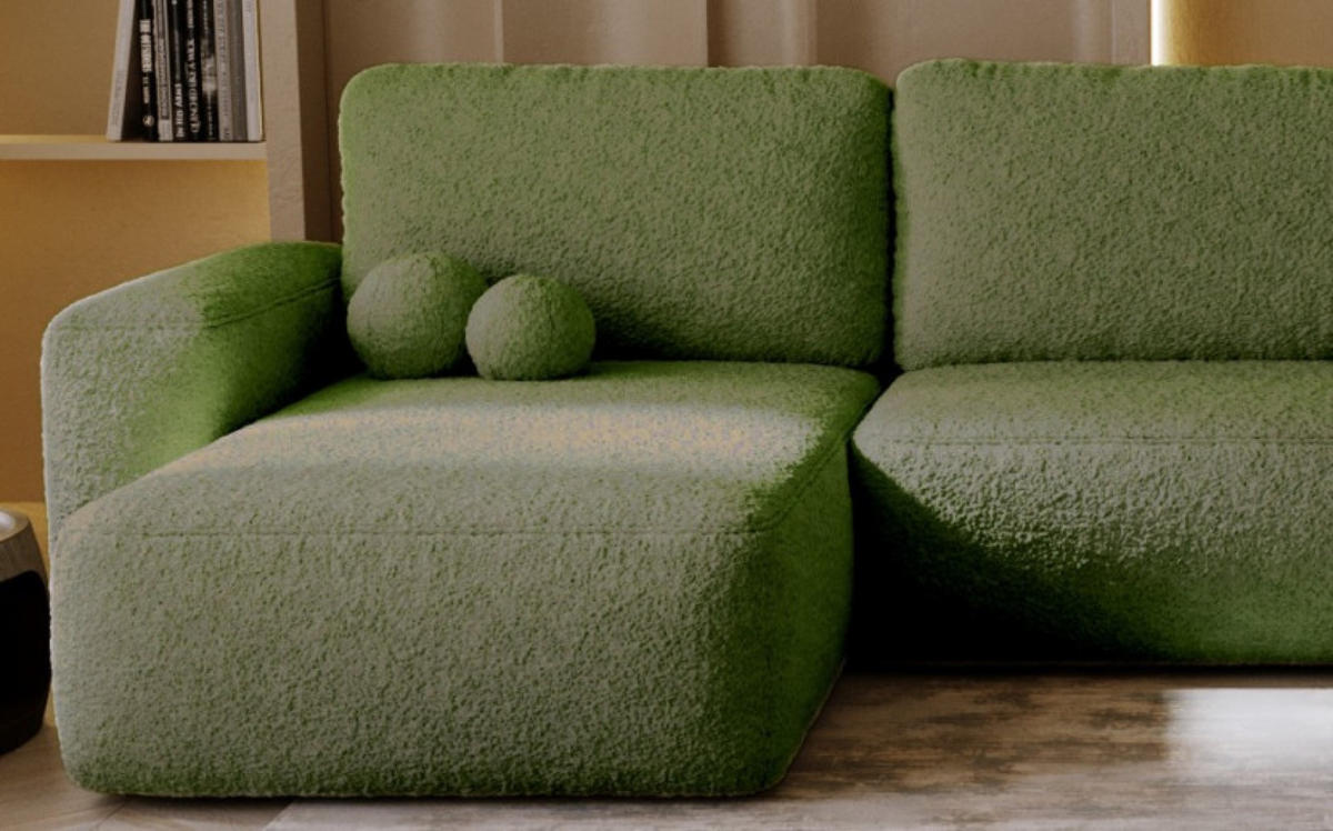 ECKSOFA Grün ILO Mit Bettkasten Und Schlaffunktion - Grün, Textil (374/177cm) - Sepro Meble