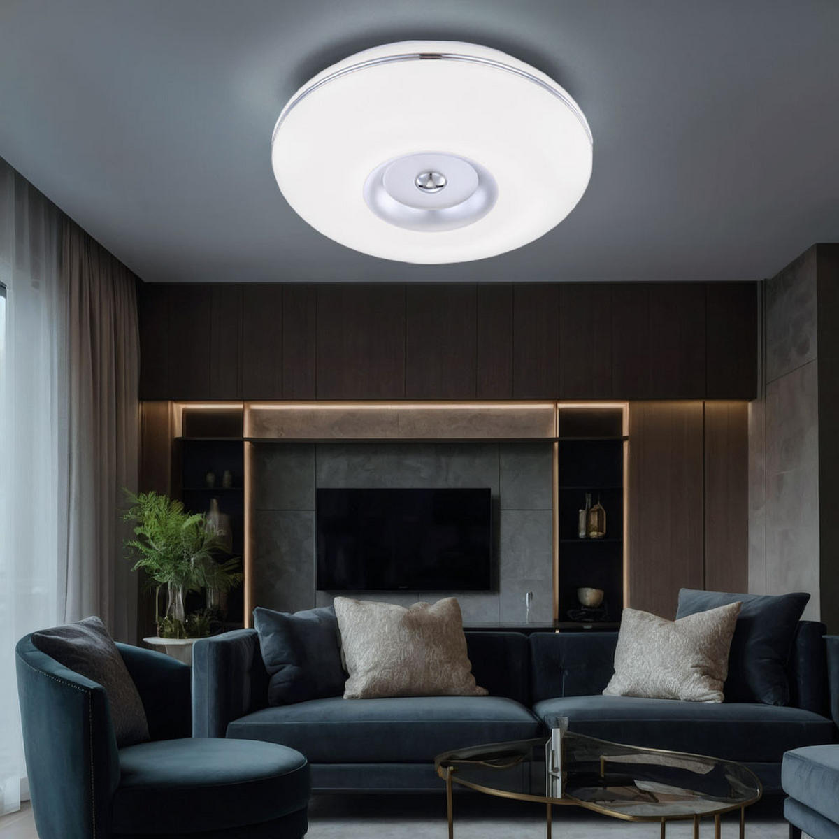 LED DECKENLEUCHTE BOMBA Nickel Matt Weiß - Weiß, Metall (34/34/8.7cm) - Globo Lighting