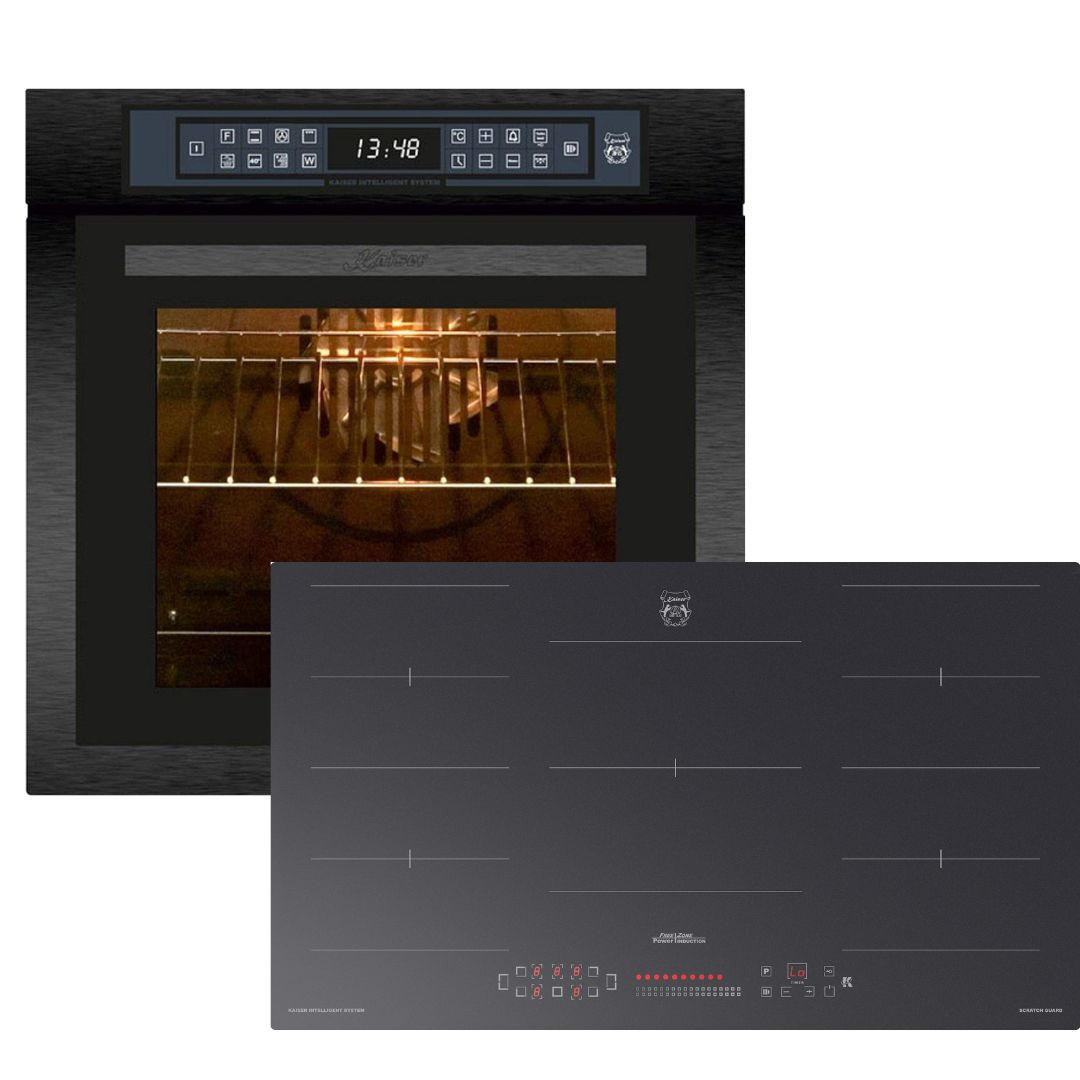 BACKOFEN-SET-EINBAUBACKOFENEH 6306 RS + KCT 9110 FI Induktions Kochfeld 5 QuickHeat - Schwarz, Metall (59.4/54.3/59.4cm) - Kaiser Küchengeräte