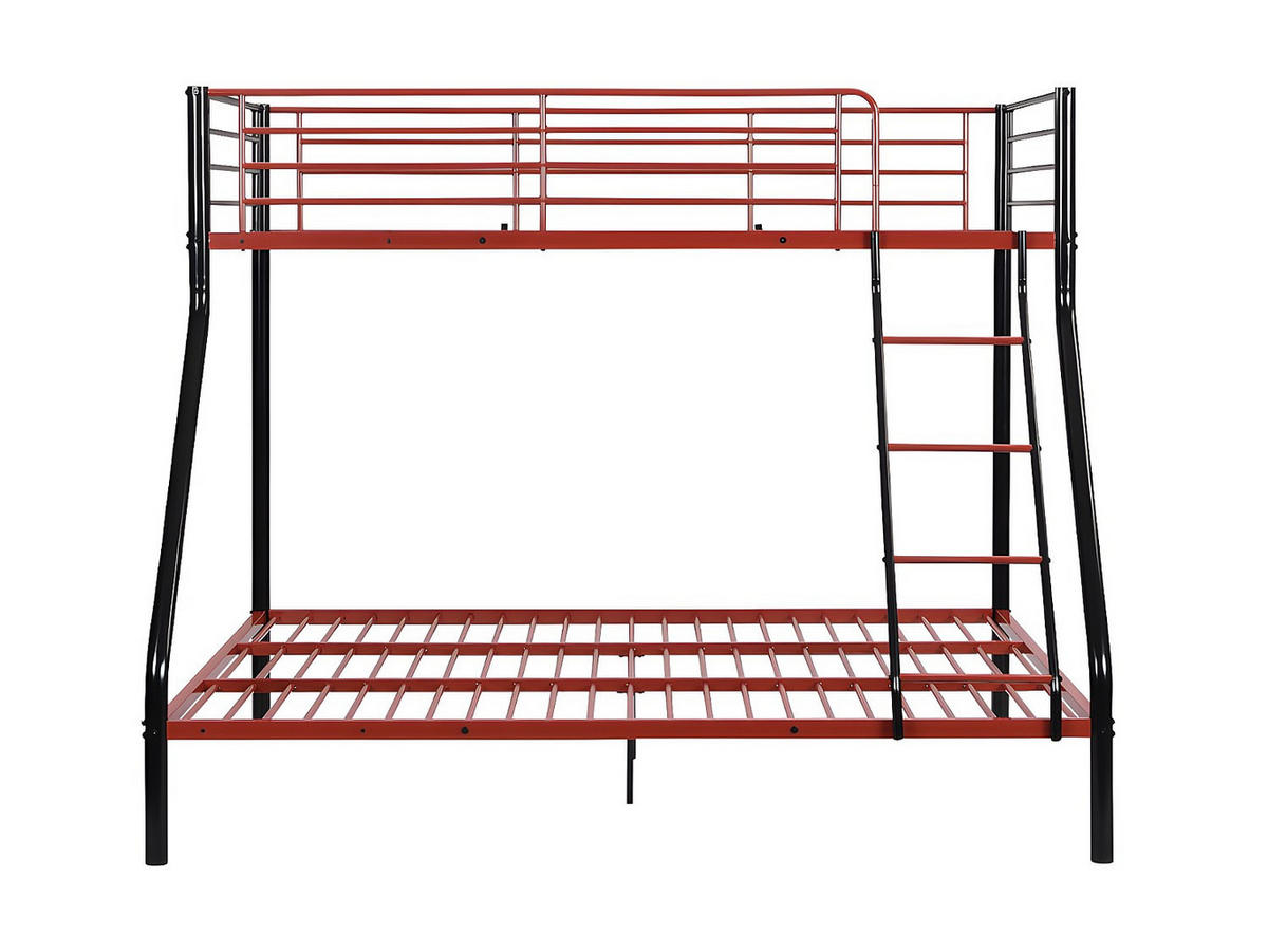 ETAGENBETT - 90 & 140 x 190 cm - Stahl - Schwarz & Rot + Matratze - ELEVATIO IV - Rot/Schwarz, Metall - Vente-Unique