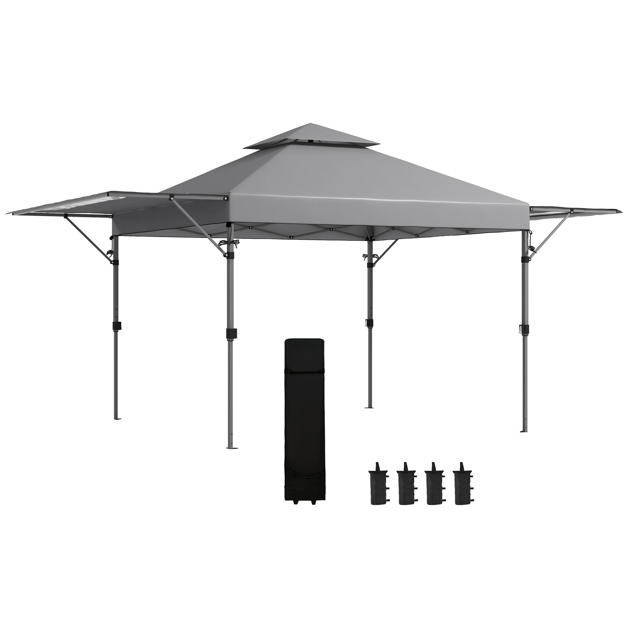 PAVILLON DE-13972 Pop-up 5/3 m, 2 Seitenwände - Grau, Metall (300/290/500cm) - ComfortXL