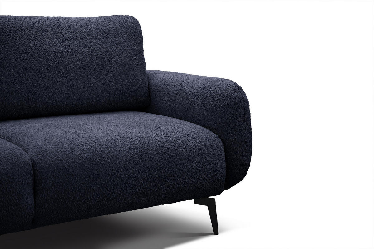 SOFA FEBE 3-Sitzer, marineblau - Schwarz/Dunkelblau, Holz/Textil (190/82/96cm) - Courtois Laville