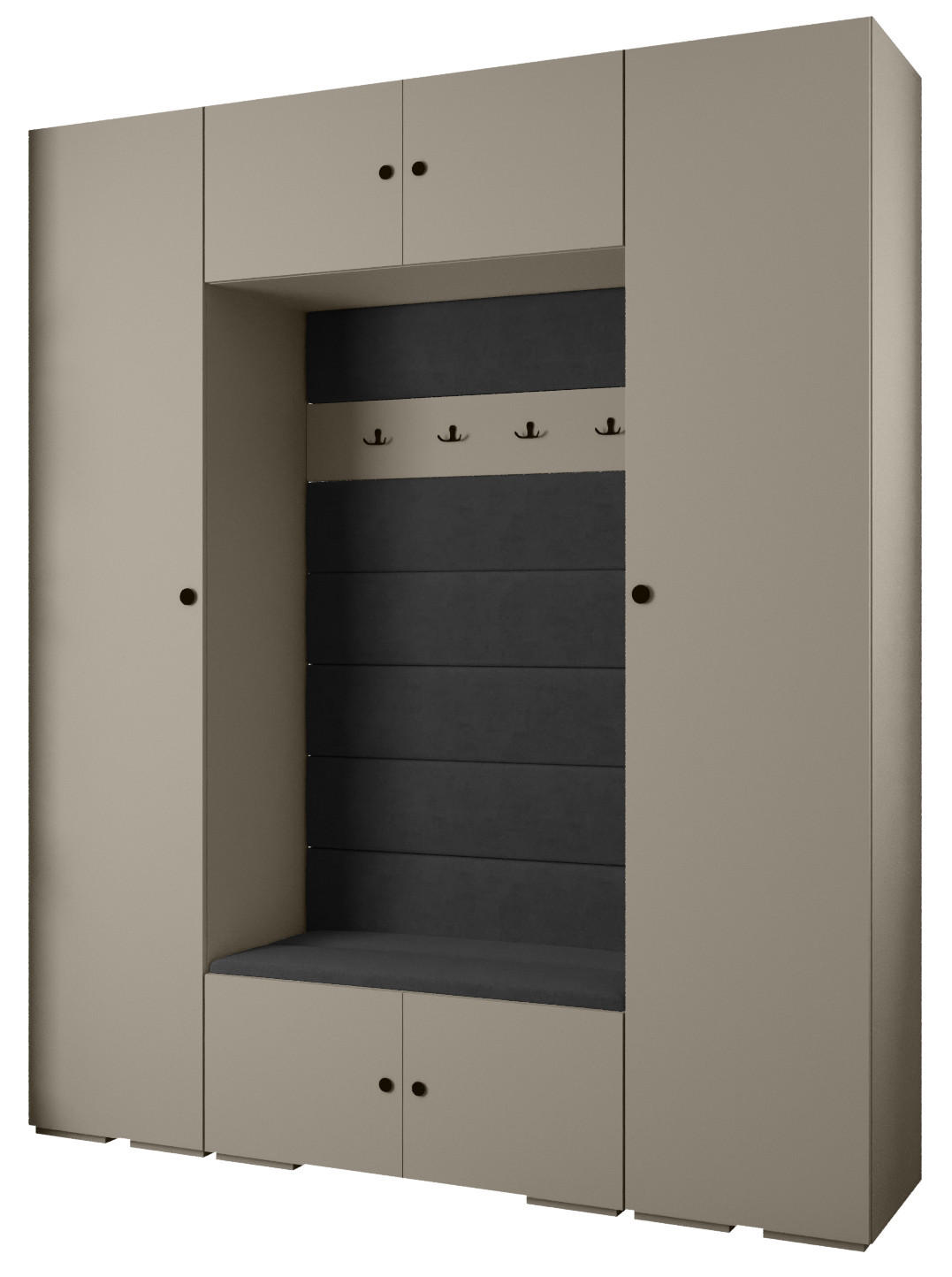 Abiks Möbel Garderoben-Set Kaschmir, Schwarz, Schwarz 200x236.7x47 cm