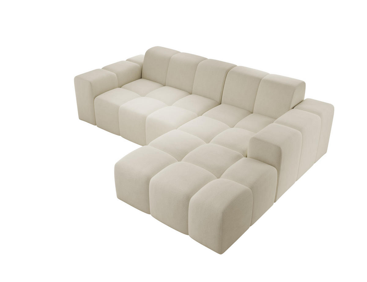 ECKSOFA Fogo ohne Schlaffuktion, L-Form, Sofa Rechts, Veloursstoff, 245x68x180 cm, Beige - Beige, Holz (245/180cm) - PROMETO Möbel