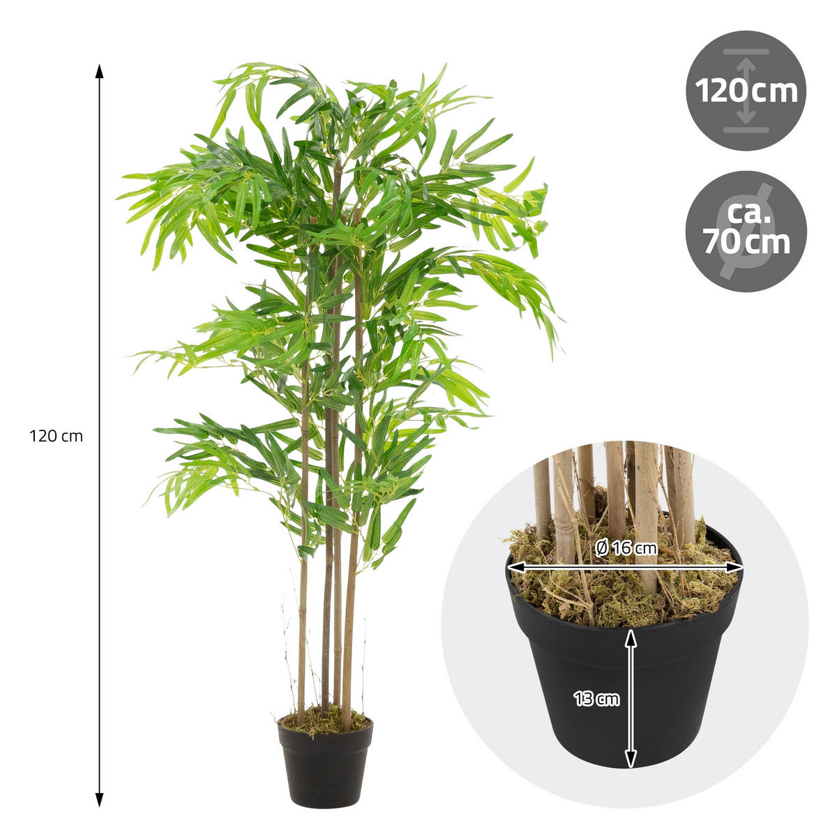 KUNSTPFLANZE Bambus - Anthrazit/Grün, Holz/Kunststoff (120cm) - ML-DESIGN
