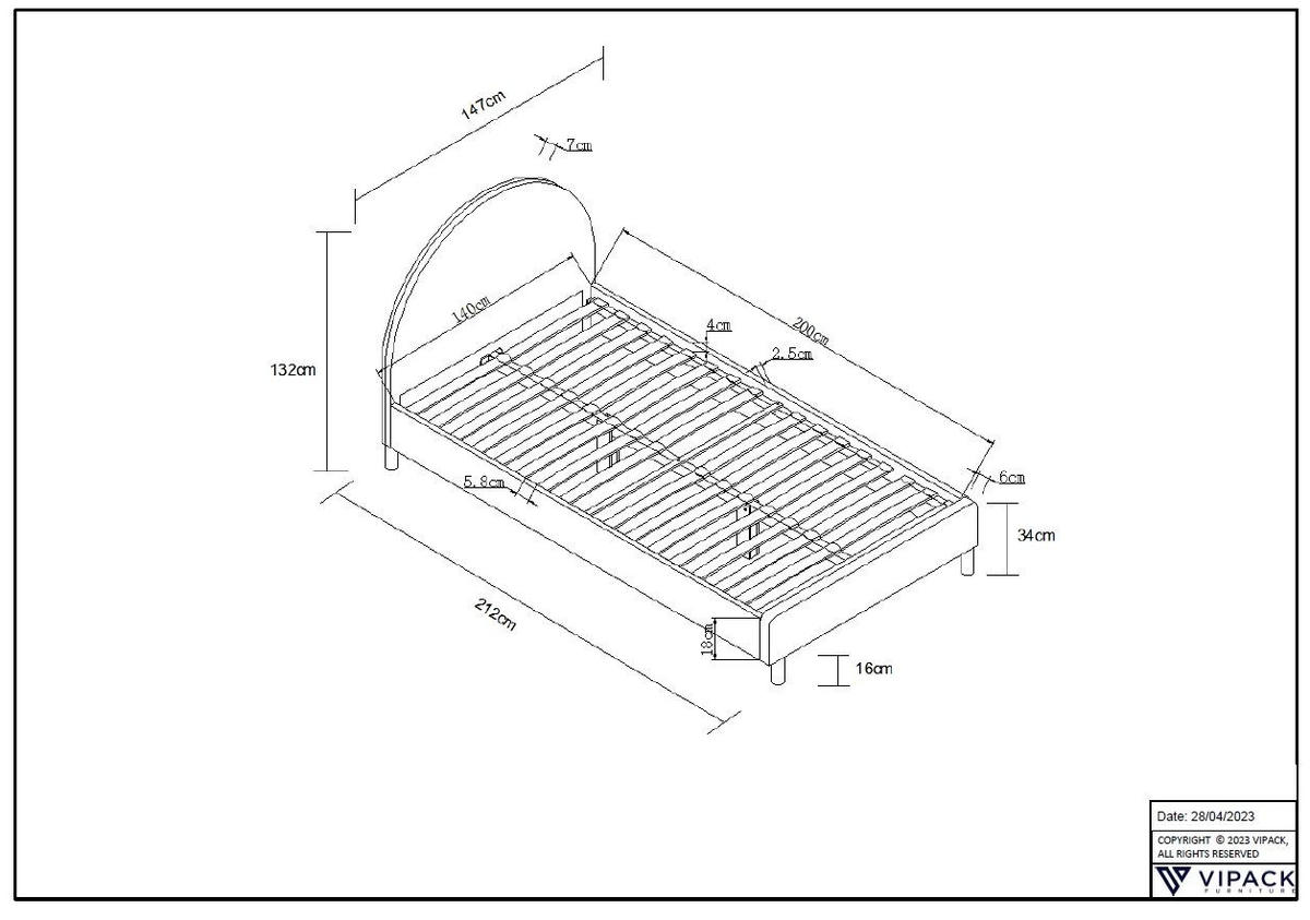 POLSTERBETT Karlotta 147x132x212 aus Holzwerkstoff in Rosa - Rosa, Holzwerkstoff (140/200cm) - 58aufmkessel