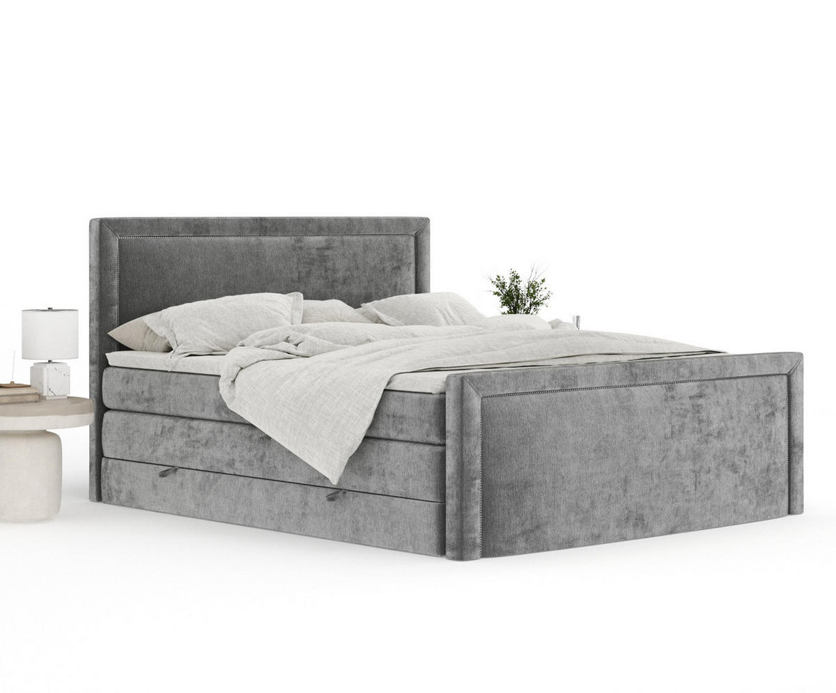 BOXSPRINGBETT Lavenda Grau 140/200 cm - Schwarz/Grau, Holz/Holzwerkstoff (140/200cm) - Maison de Reve