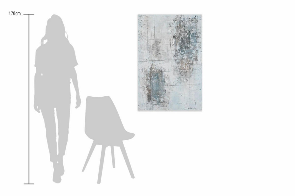 OLEJOMAĽBA 60/90 cm, More a pláž - sivá, drevo/textil (60/90cm) - KUNSTLOFT