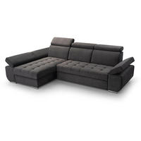 ECKSCHLAFSOFA Bianca dunkelgrau links - Chromfarben/Dunkelgrau, Textil (264/165cm) - Beautysofa