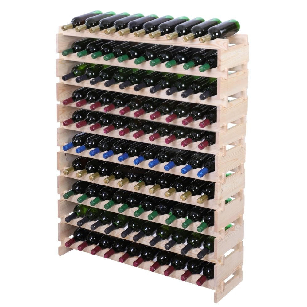 WEINREGAL VINOTECA FLEX PRO HxBxT 135x103x28cm 100 Flaschen auf 10 Ebenen Natur unbehandelt - Naturfarben, Holz (103/135/28cm) - PROREGAL