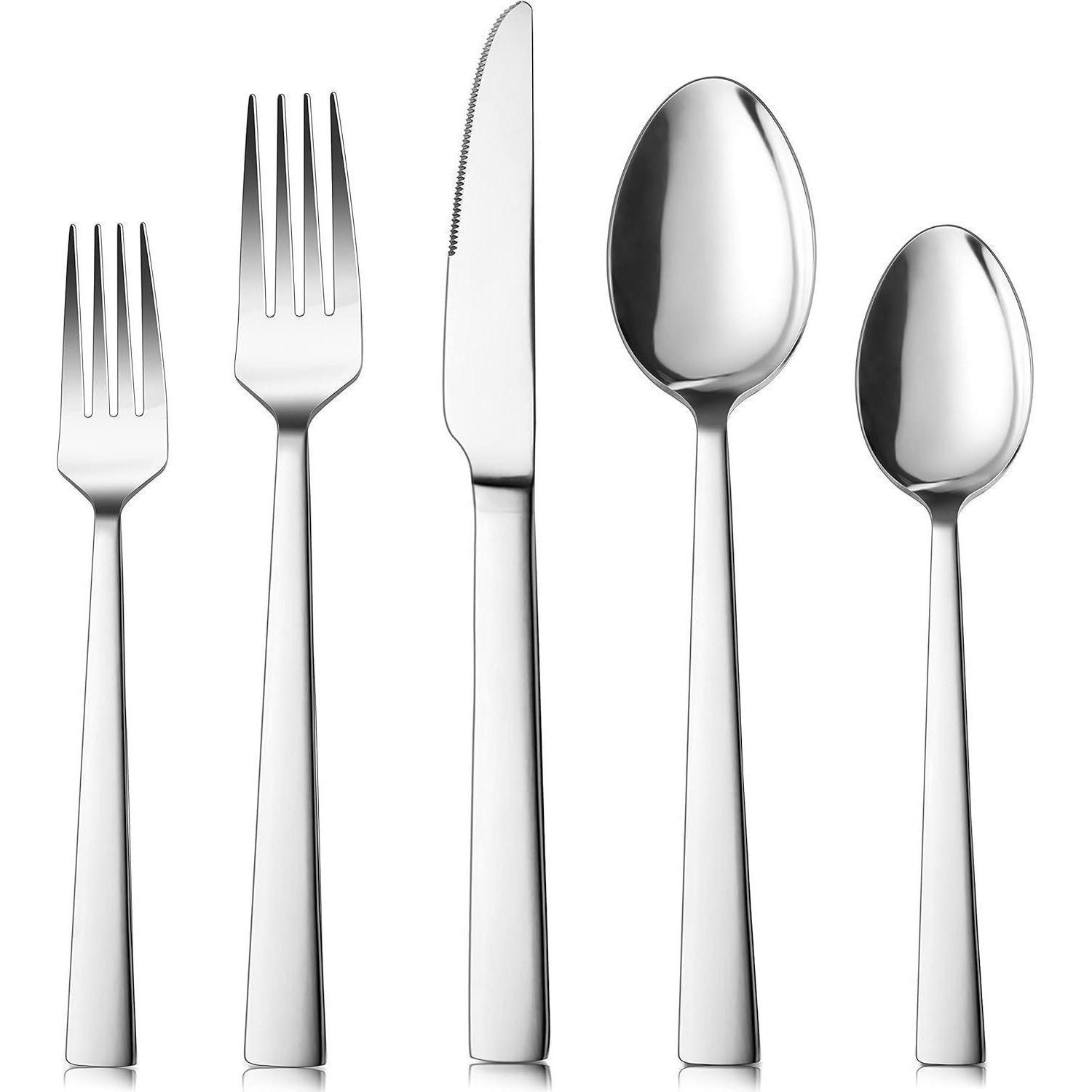 BESTECKSET 30-teilig Edelstahl Silber Hochglanzpoliert Spülmaschinenfest - Silberfarben, Metall