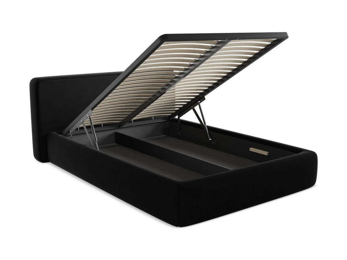 POLSTERBETT mit Bettkasten und Lattenrost 180x225 Schwarz - Schwarz, Kunststoff/Textil (140/200cm) - Makamii