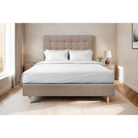 KOPFTEIL gepolstert - Gesteppt – taupefarbener Samtstoff - 200 cm - Taupe/Beige, Karton/Holz (200/120/10cm) - Sommeil de Plomb