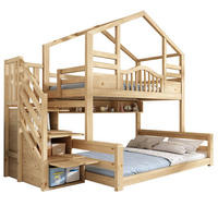 ETAGENBETT 90/200 cm und 140/200 cm mit Treppenschrank ohne Matratze - Naturfarben, Holz (140/200cm) - MIVRAY