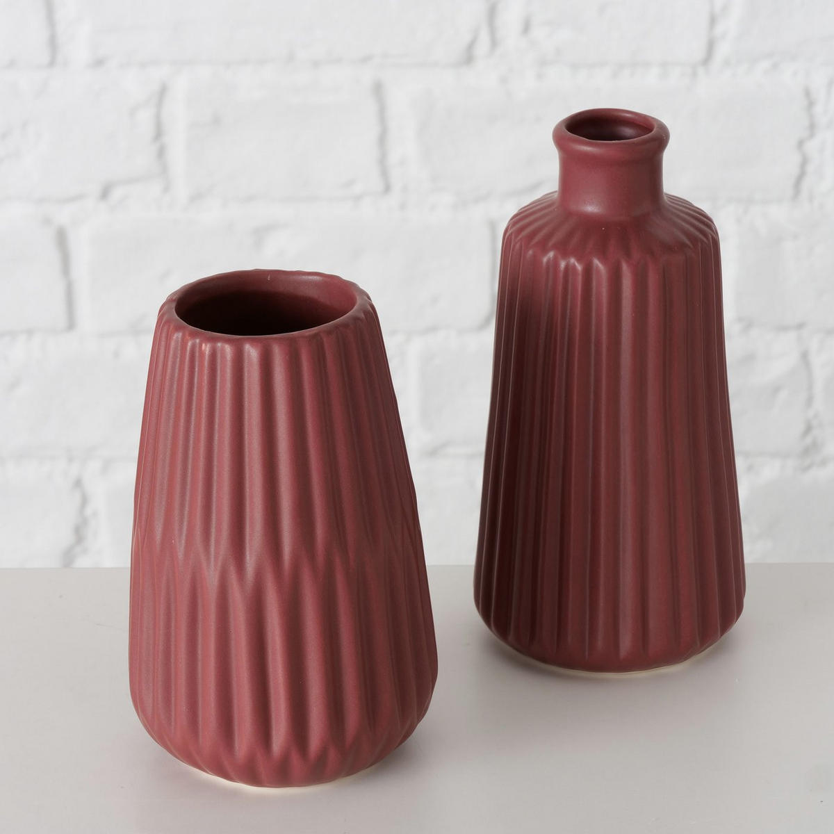VASE Porzellan Esko 17 cm - Weinrot, Keramik (17cm) - Boltze Home