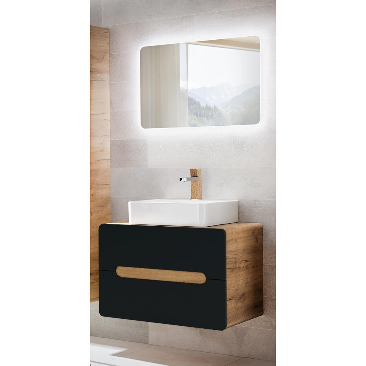 BADMÖBEL-SET 2-TLG. New-luton - Anthrazit, Holzwerkstoff (80/200/46cm) - Lomado