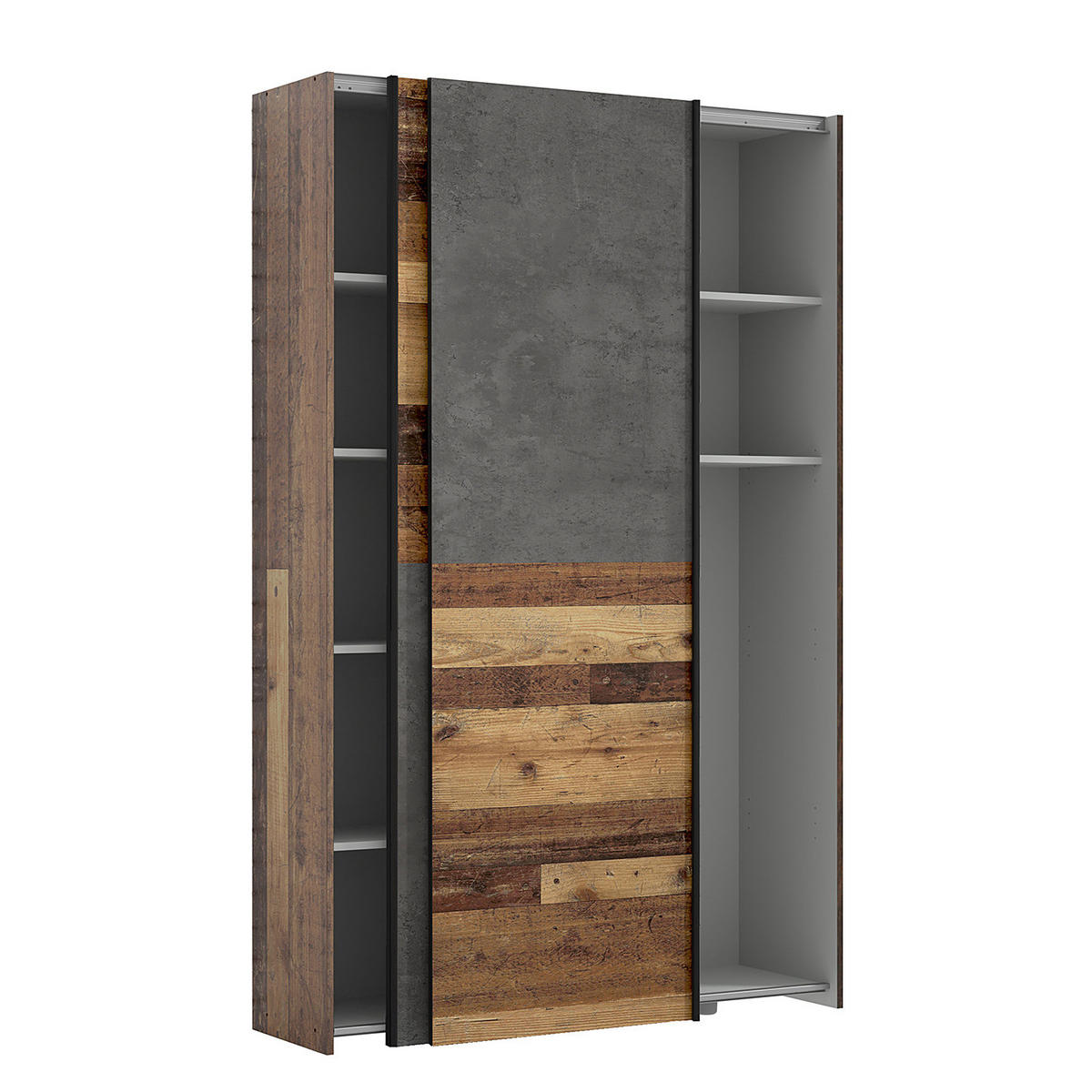 SCHWEBETÜRENSCHRANK - Anthrazit/Braun, Holzwerkstoff/Metall (120/191/42cm) - home24