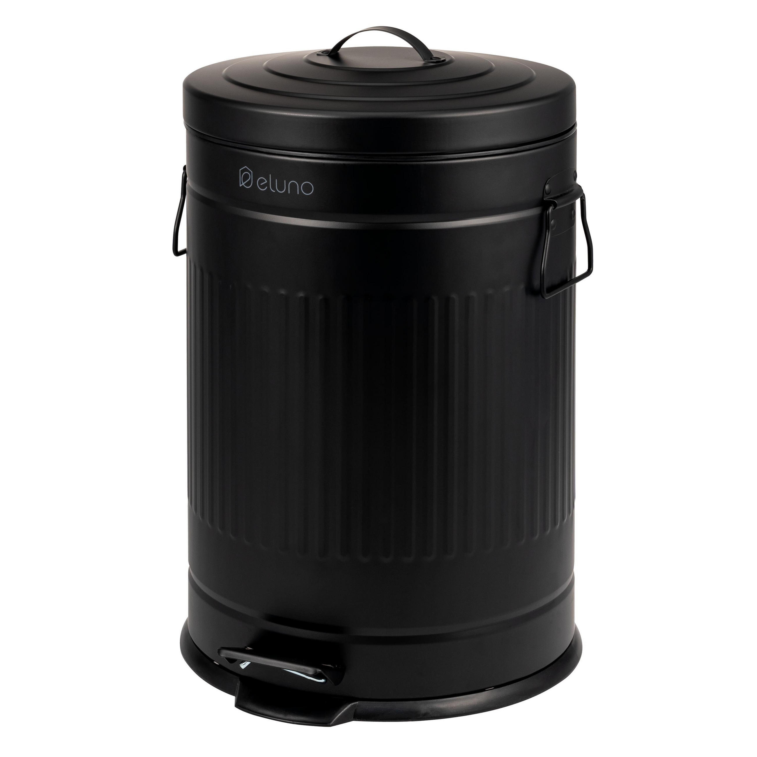 ABFALLEIMER Treteimer VINTAGE, 20 Liter, aus Metall, schwarz - Schwarz, Metall (30.5/47.5/38cm) - eluno