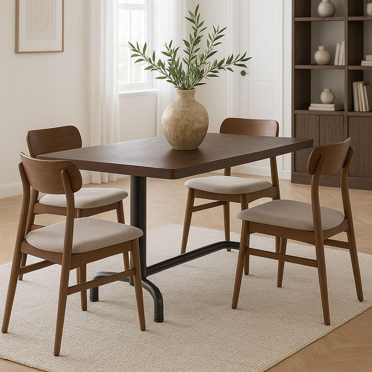 JÍDELNÍ STŮL hranatý hnědý, černý - černá/hnědá, dřevo (80/140/74cm) - MCW